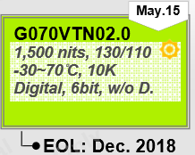 G070VTN02.0停产计划